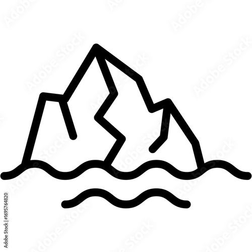 Glacier Peaks Line Icon of Glaciers & Ice Caps Icon Set