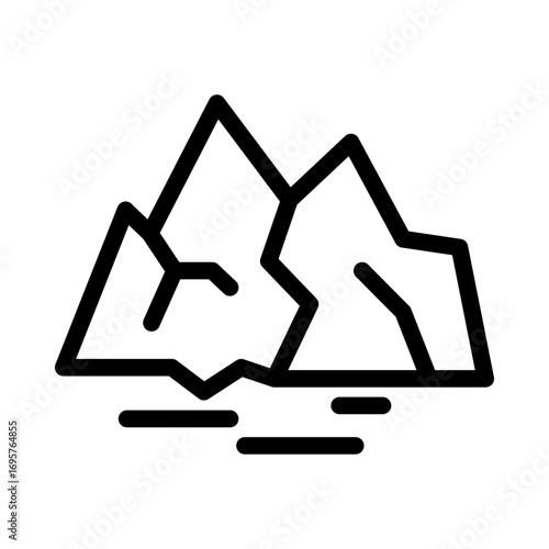 Cracked Iceberg Line Icon of Glaciers & Ice Caps Icon Set