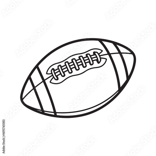 A black and white outline drawing of an American football.