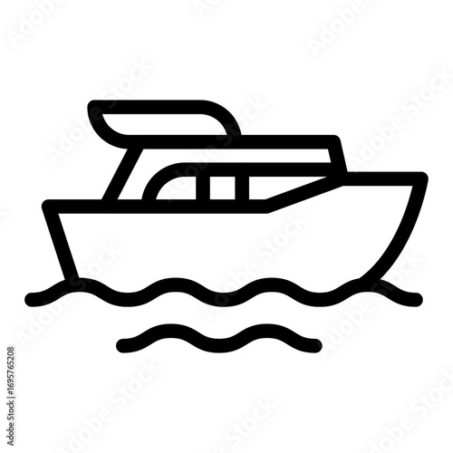 Motorboat Line Icon of Adventure Travel Icon Set