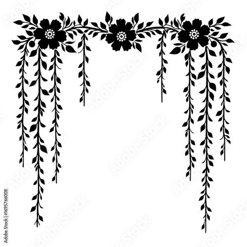black and white floral frame, frame, floral, flower, vector, leaf, design, border, decoration, pattern, illustration, nature, plant, art, silhouette, ornament, vintage, tree, branch, card, black, spri
