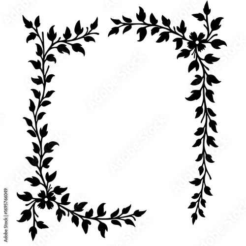 black and white floral frame, frame, floral, flower, vector, leaf, design, border, decoration, pattern, illustration, nature, plant, art, silhouette, ornament, vintage, tree, branch, card, black, spri