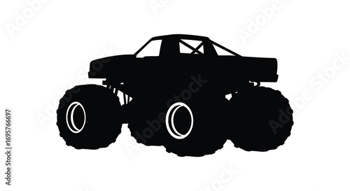 monster truck with large wheels and rugged design silhouette