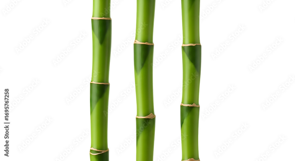 Fototapeta premium Green bamboo stalks isolated on a transparent background