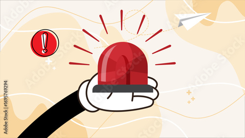 emergency declaration illustration, poster of warning about danger, website banner design to announce a danger signal