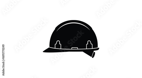 a firefighter helmet depicted in bold black silhouette
