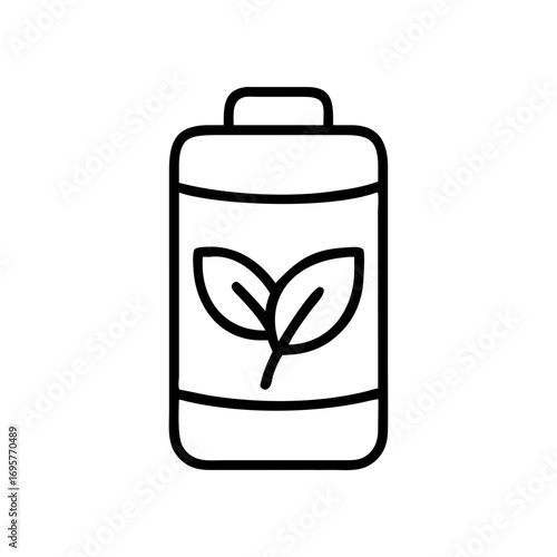Battery icon with leaf symbolizing eco-friendly energy concept  