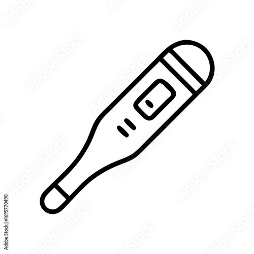 Thermometer icon in simple line style on a white background  