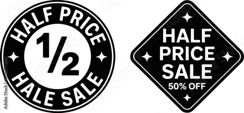 Half price sale vector graphic promotion discount offer art
