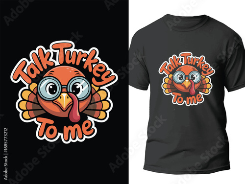 Talk Turkey To Me - Funny Thanksgiving T-Shirt Design Vector Illustration