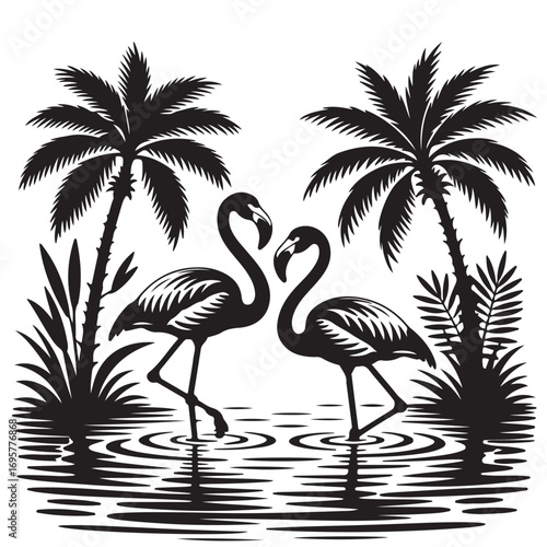 Tropical Island Silhouette Design