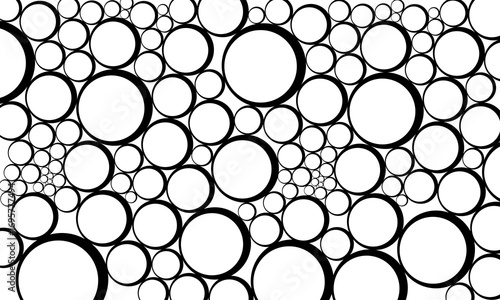A pattern of circles with black outlines on a white background, Bubble Rebound stencil design for The Crafter's Workshop. Media, Paper Crafts, Fabric, Home Decor, and background.