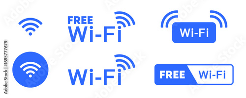 Free Wi-Fi Icons Set.Wireless Internet Symbol Collection in Flat and Minimal Style
