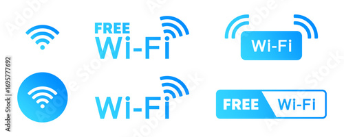 Free Wi-Fi Icons Set.Wireless Internet Symbol Collection in Flat and Minimal Style