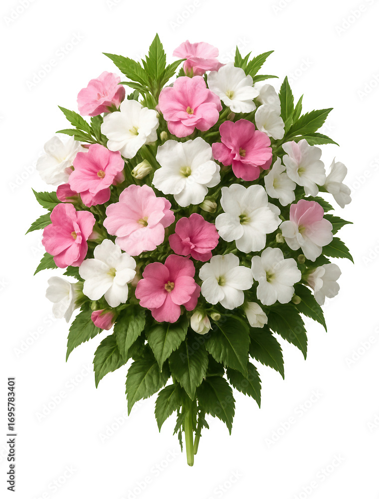 Obraz premium Balsam bouquet with pink and white blooms