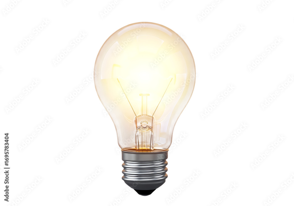 Fototapeta premium Glowing incandescent light bulb illuminating the darkness with bright warm light