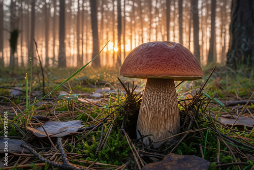 porcini mushrooms in the forest