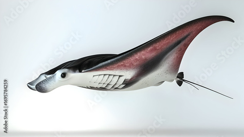 Digital Illustration Of A  Ray With Red And Black Patterns