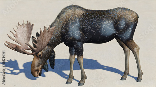 Moose Grazing On Sandy Ground