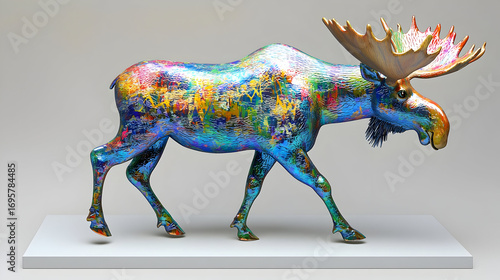 Colorful Pixelated Moose Digital Art