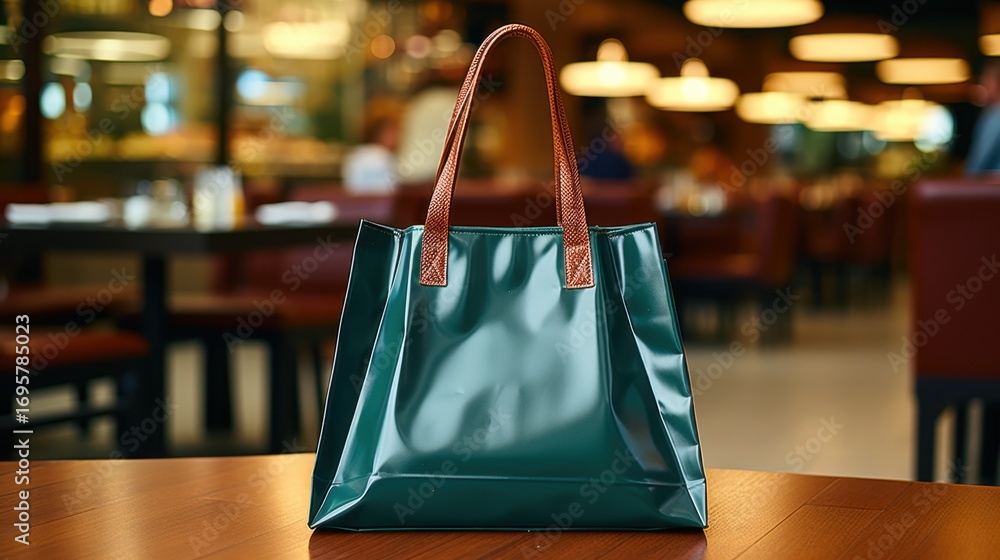 custom made wallpaper toronto digitalElegant green tote bag in restaurant