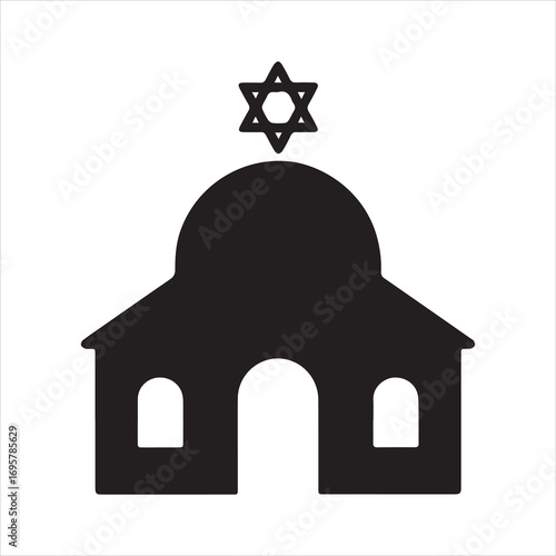 Minimal Synagogue Icon – Vector Jewish Temple Symbol