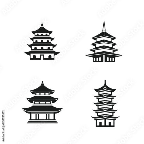 Traditional East Asian Pagoda Architecture Collection