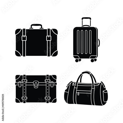 Travel Bag Icons Suitcases, Luggage, and Duffel Bags