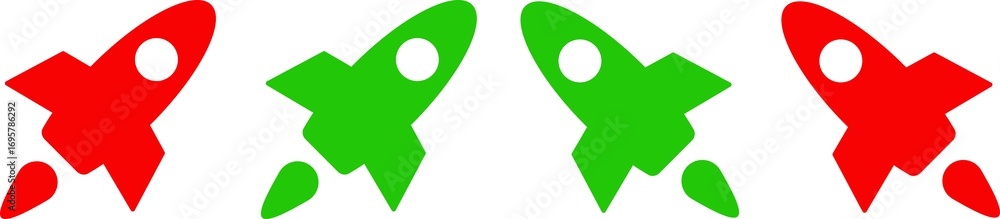 Obraz premium Red and Green Rocket Ship