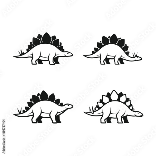 Stegosaurus Set Minimalist Dinosaur Vector Art Collection for Print and Digital Design