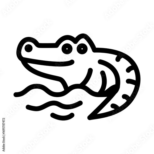 Crocodile in Wetland Line Icon of Wetlands & Swamps Icon Set