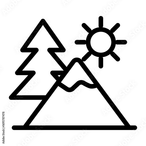 Mountain Landscape Line Icon of National Parks Icon Set