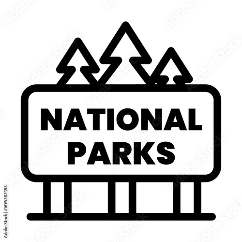 National Park Sign Line Icon of National Parks Icon Set