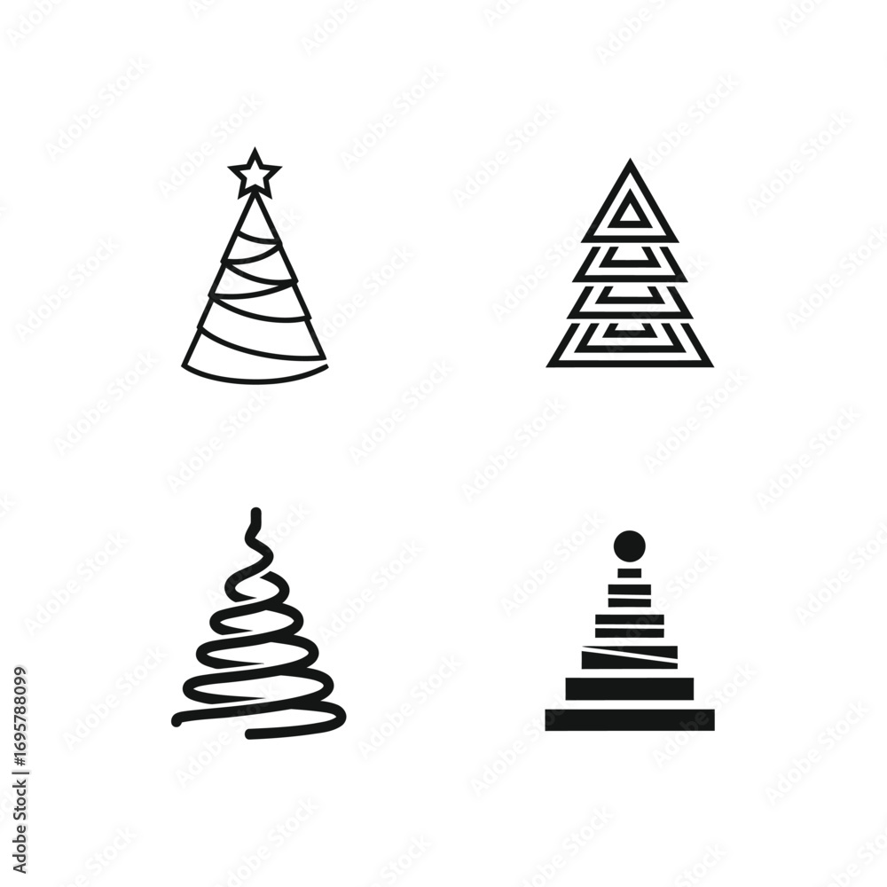 Fototapeta premium Geometric Christmas Trees A Modern Holiday Collection