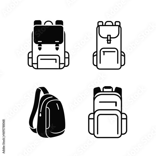 Backpack Icons Diverse Designs for Travel & Everyday Use