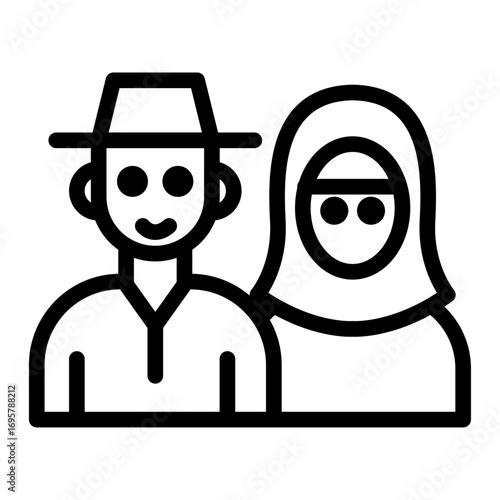 Traditional Clothing Line Icon of Local Customs Icon Set