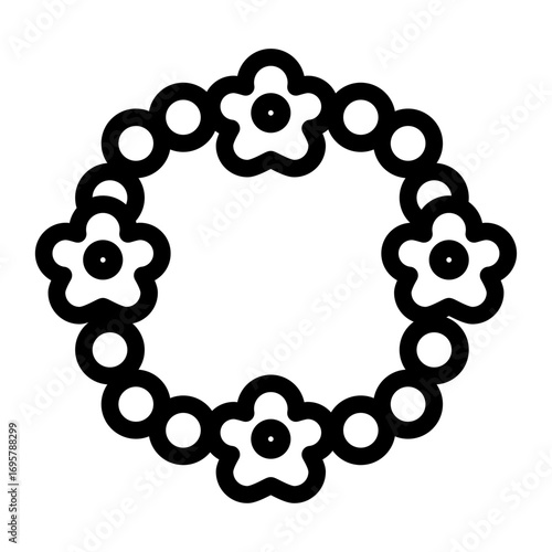 Flower Garland Line Icon of Local Customs Icon Set