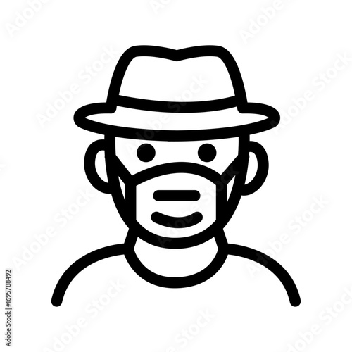 Traveler Mask Line Icon of Travel Safety Icon Set