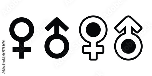 Male and Female Symbol Vector Set. Gender Icons Collection, Male Female Signs Vector