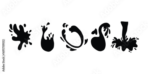 Liquid Splash Vector Set. Water and Paint Splatter Illustration, Splash Effect Vector Collection. Ink, Water, and Paint Blots