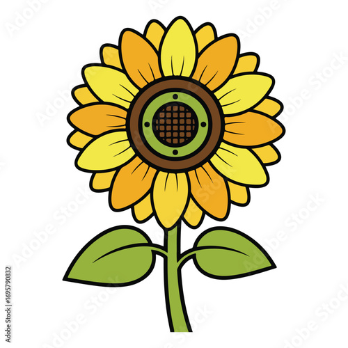 Vibrant floral illustration with detailed petals and leaves