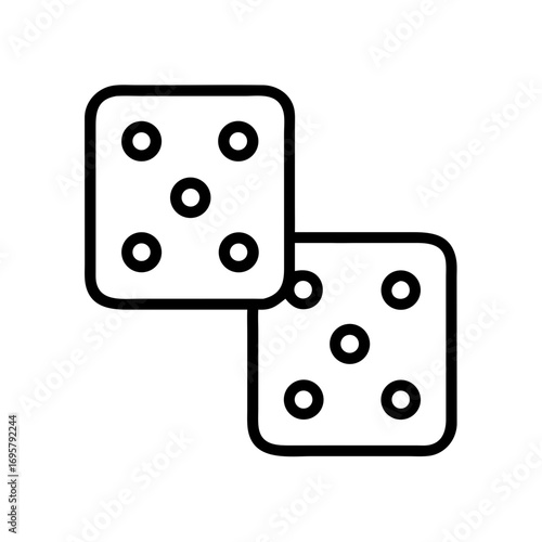 Two dice icon in minimalist style with black outline design  