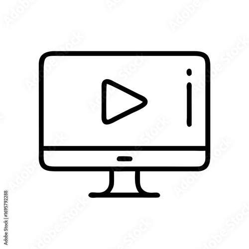 Monitor displaying play button symbol in minimalist design  