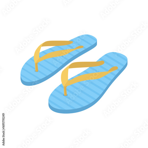 Blue flip-flops with yellow straps