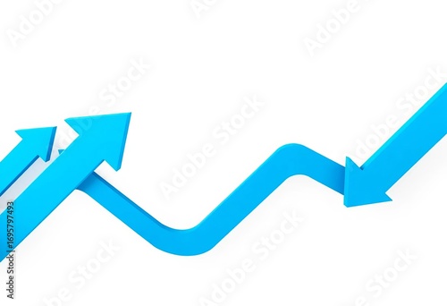 Abstract upward motion, double blue arrows on white background, design, illustration