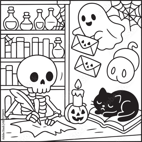 cozy spooky life halloween coloring pages for teens and adults 