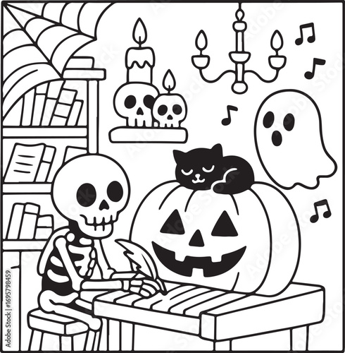 cozy spooky life halloween coloring pages for teens and adults 