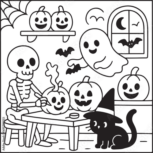 cozy spooky life halloween coloring pages for teens and adults 