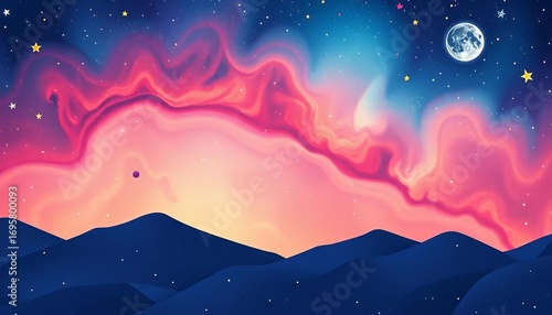 Celestial-inspired night sky pattern for children's textiles,  wallpaper,  children's