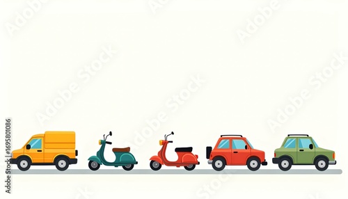 Playful Illustration Featuring Cartoon Cars on a Flat Blue Background